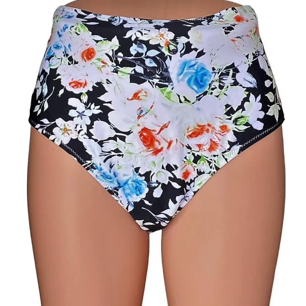 2 Piece Flower Bikini Floral Swimsuit Summer Bathing Suit ~ Womens Size LARGE